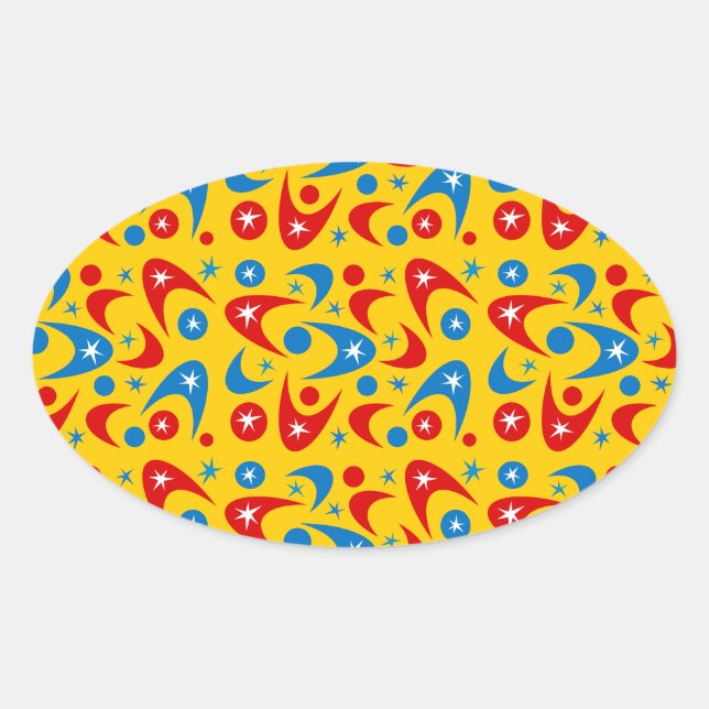 Retro Boomerangs Oval Sticker (Front)
