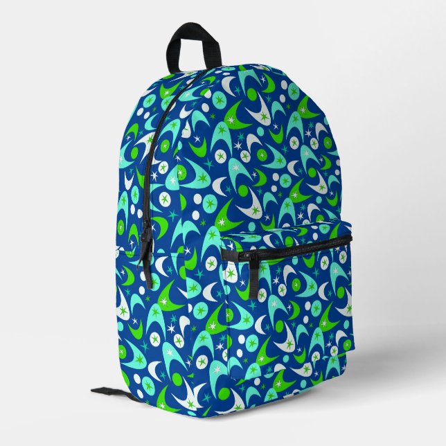 Retro Boomerangs Printed Backpack (Back Corner Left)