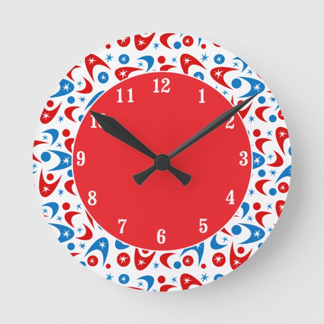 Retro Boomerangs Round Clock (Front)