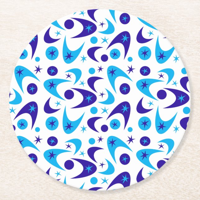Retro Boomerangs Round Paper Coaster (Front)