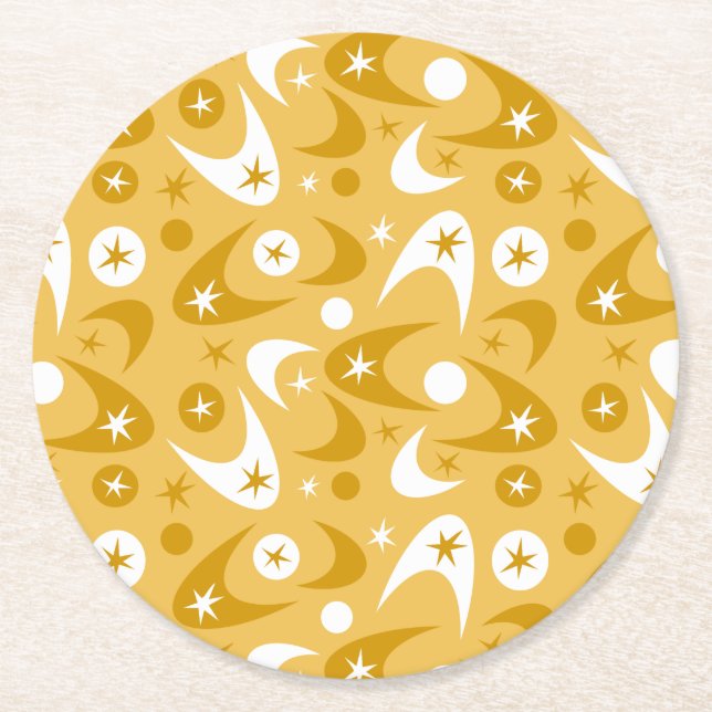 Retro Boomerangs Round Paper Coaster (Front)