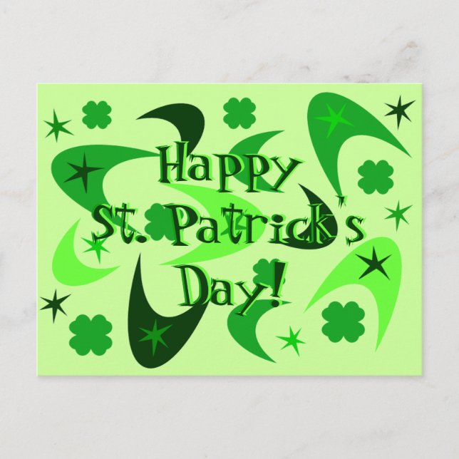 Retro Boomerangs & Shamrocks Postcard (Front)
