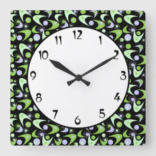 Retro Boomerangs Square Wall Clock