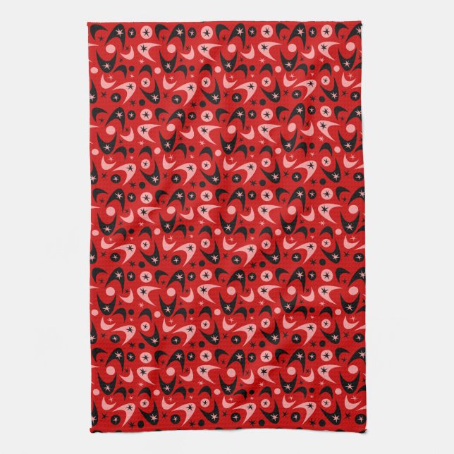Retro Boomerangs Tea Towel (Vertical)