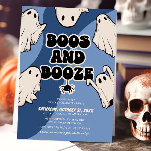 Retro Boos and Booze Halloween Party Invitation