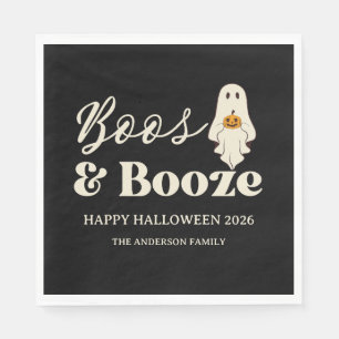 Retro Boos & Booze Spooky Halloween Napkin