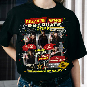 Retro Bootleg Graduation Headline News Collage  T-Shirt