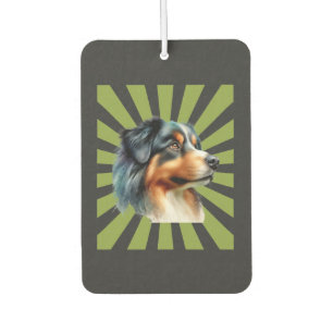 Retro Border Collie Sunburst Graphic design Car Air Freshener