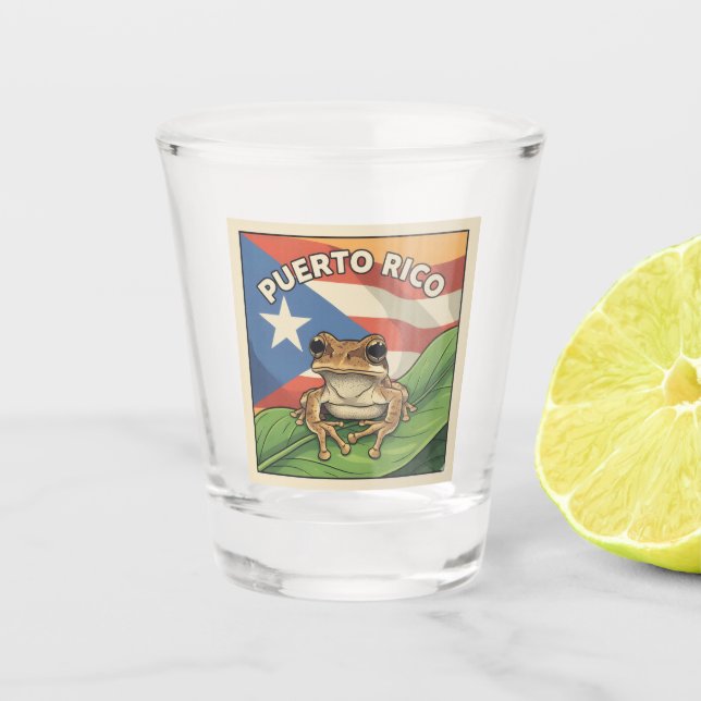 Retro Boricua Pride Poster Shot Glass (Front)