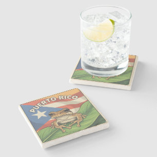 Retro Boricua Pride Poster Stone Coaster