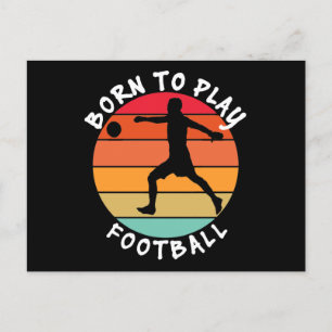 Retro Born To Play Football Holiday Postcard