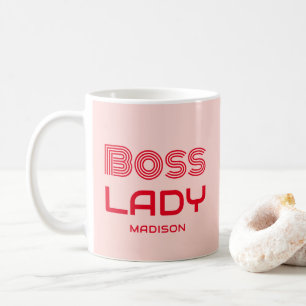 Retro Boss Lady Pink And Red Personalised Coffee Mug