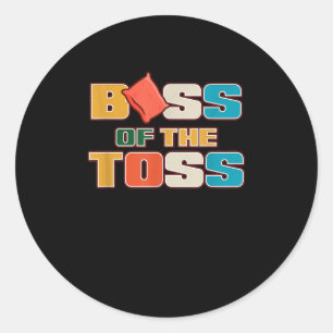 Retro Boss Of The Toss Bean Bags Toss Cornhole Classic Round Sticker