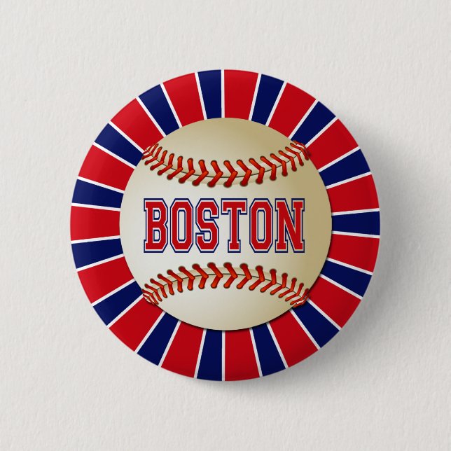 RETRO BOSTON BASEBALL 6 CM ROUND BADGE (Front)