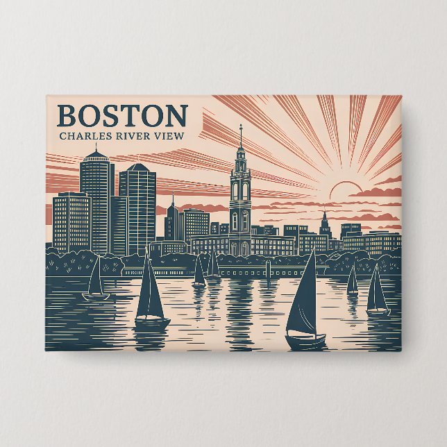 Retro Boston Sailboats Skyline Art Classic Boldd (Front)