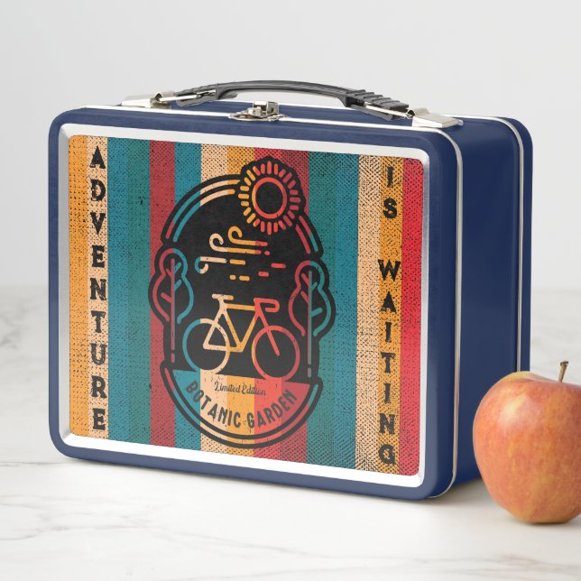 Retro Botanic Garden Bike Trail Metal Lunch Box (In Situ)