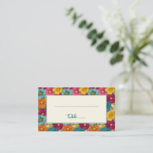 Retro Botanica and Teal Wedding Place Card