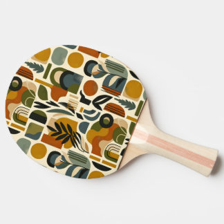 Retro Botanica Geometrica Ping Pong Paddle
