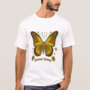 Retro Botanical Butterfly – Hand-Textured Whispers T-Shirt