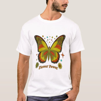 Retro Botanical Butterfly – Hand-Textured Whispers T-Shirt