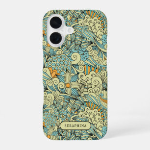 Retro Botanical Hand Drawn Line Art Personalised iPhone 16 Case