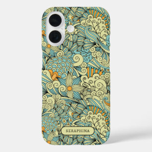 Retro Botanical Hand Drawn Line Art Personalized iPhone 16 Case