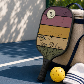 Retro Botanical Wildflower 80s Pickleball Paddle