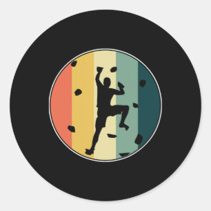 Retro Boulderer Wall Climbing Bouldering Sports  Classic Round Sticker