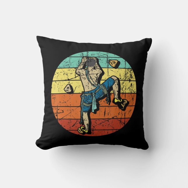 Retro Bouldering Wall Climber Rock Climbing Mounta Cushion (Front)