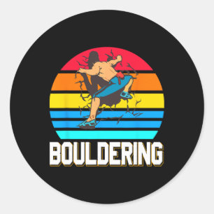 Retro Bouldering Wall Smash Indoor Climbing Scene Classic Round Sticker
