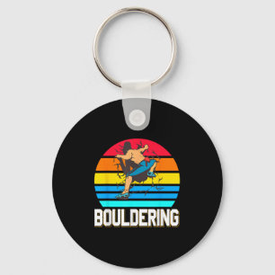 Retro Bouldering Wall Smash Indoor Climbing Scene  Key Ring