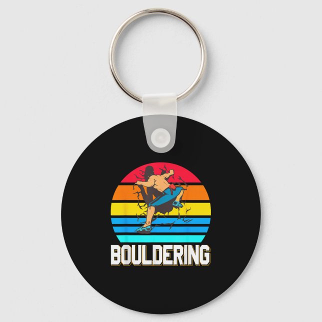 Retro Bouldering Wall Smash Indoor Climbing Scene  Key Ring (Front)