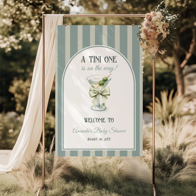Retro Bow Tini One Martini Baby Shower Welcome Poster (Creator Uploaded)