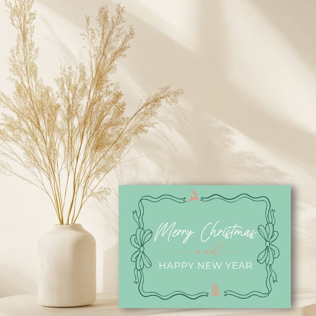 Retro Bow & Trees Doodles Holiday Folded Card (Retro Bow & Trees Doodles Holiday Folded Card)