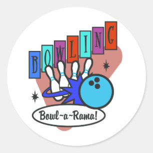 retro bowl-a-rama sign classic round sticker