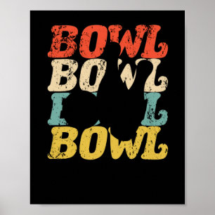 Retro Bowl Old School Bowling Vintage Ball Pins Poster