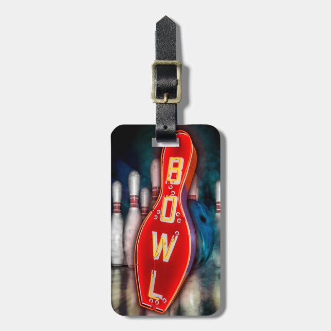 Retro BOWL sign Bag Tag (Front Vertical)