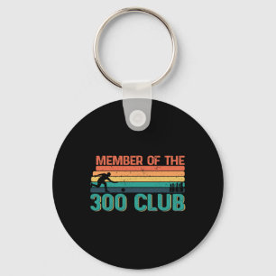 Retro Bowler Silhouette For Member Of The 300 Club Key Ring