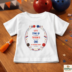 Retro Bowling 1st Birthday Party – Fun Kids  Baby T-Shirt