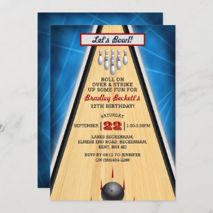 Retro Bowling Any Age Birthday Invitation