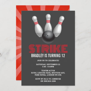 Retro Bowling Any Age Birthday Invitation