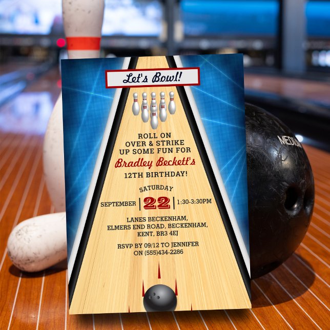 Retro Bowling Any Age Birthday Invitation (Creator Uploaded)