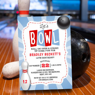 Retro Bowling Any Age Birthday Invitation