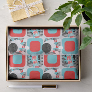 Retro Bowling Chevron Wrapping Tissue Paper