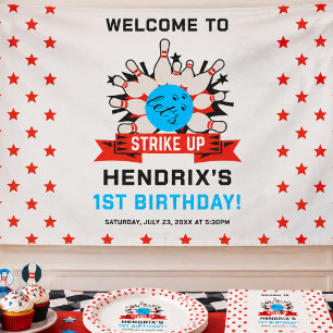 Retro Bowling Kids 1st Birthday Party Banner