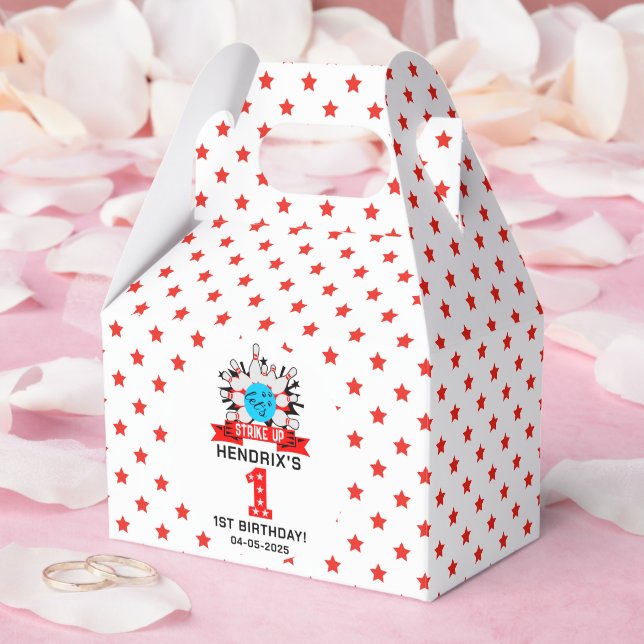 Retro Bowling Kids 1st Birthday Party Favour Box (Wedding)