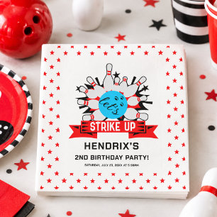 Retro Bowling Kids 1st Birthday Party Napkin