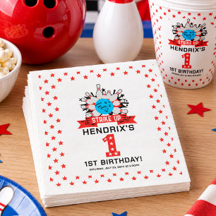 Retro Bowling Kids 1st Birthday Party Napkin