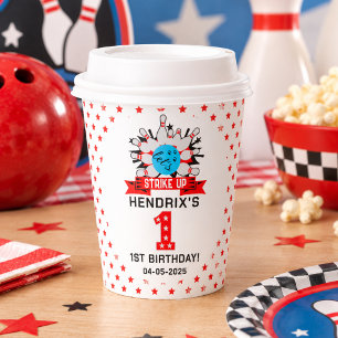 Retro Bowling Kids 1st Birthday Party Paper Cups