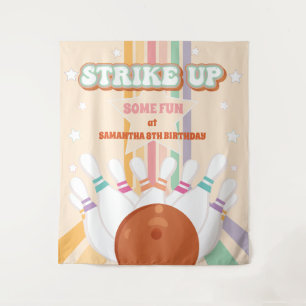 Retro Bowling kids Birthday Party Backdrop Tapestry